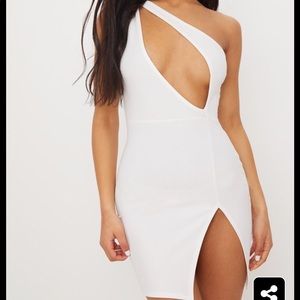 One shoulder white dress